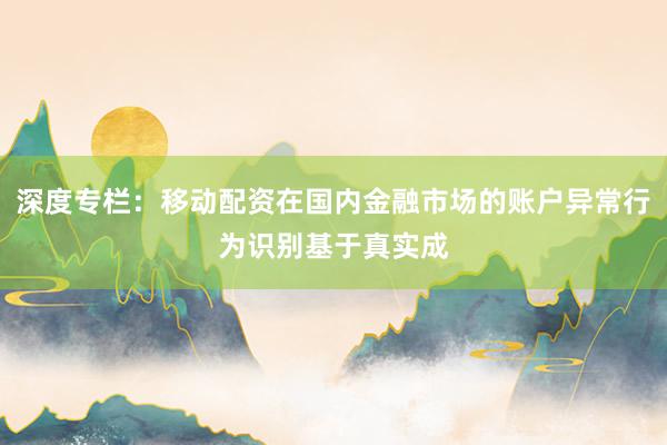 深度专栏：移动配资在国内金融市场的账户异常行为识别基于真实成