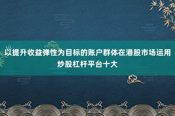 以提升收益弹性为目标的账户群体在港股市场运用炒股杠杆平台十大