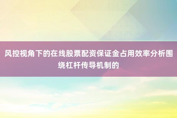 风控视角下的在线股票配资保证金占用效率分析围绕杠杆传导机制的