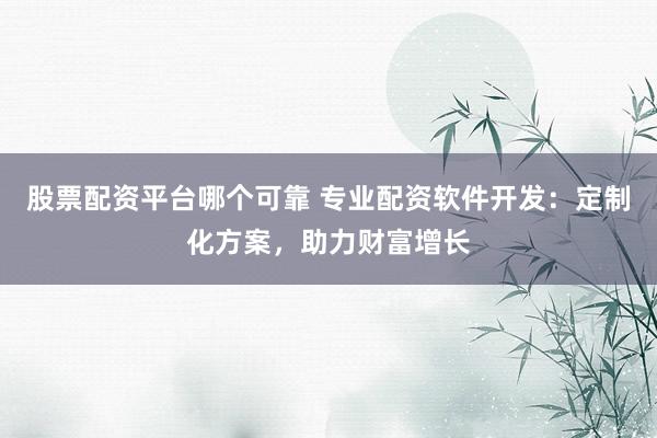 股票配资平台哪个可靠 专业配资软件开发：定制化方案，助力财富增长