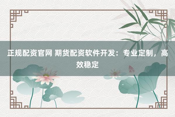 正规配资官网 期货配资软件开发：专业定制，高效稳定