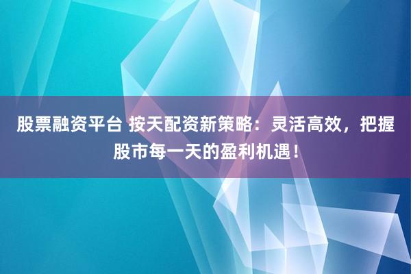 股票融资平台 按天配资新策略：灵活高效，把握股市每一天的盈利机遇！