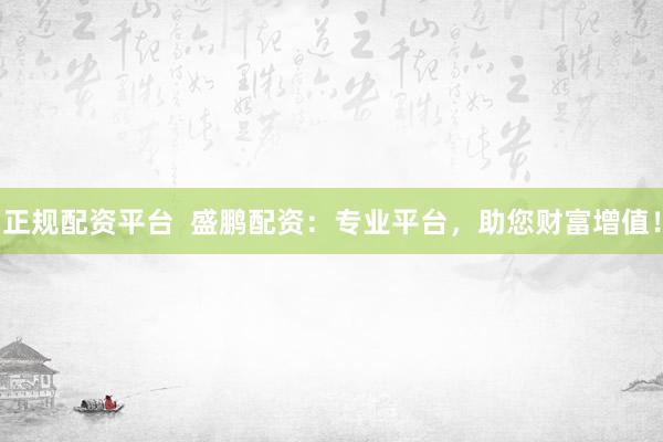 正规配资平台  盛鹏配资：专业平台，助您财富增值！